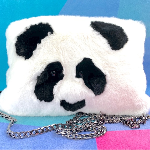 Panda bear face fur convertible crossbody purse - Picture 7 of 8